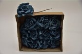 Kunstbloemen En Overige - Elegant Rose Blauw Set/12 8cm
