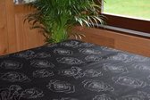Jacquard Geweven Gecoat Luxe Tafellaken - Tafelzeil - Tafelkleed - Bloem Zwart - Hoogwaardig - Opgerold op dunne rol - Geen plooien - Rechthoekig - 140 cm x 350 cm