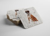 Hond Boxer | Houten Onderzetters 6 Stuks