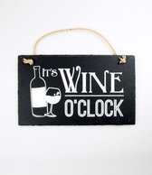 Stoneslogan - Spreuktegel - It's Wine o'clock - In cadeauverpakking met gekleurd lint
