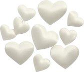 Satijnen harten, afm 10+20 mm, dikte 1-2 mm, off-white, 70 stuk/ 1 doos