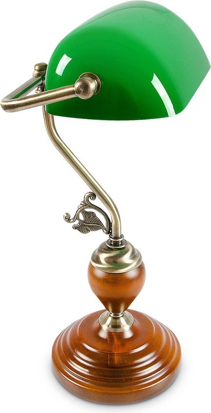 relaxdays Bankierslamp groen glas, Notarislamp Bureaulamp, Tafellamp, Vintage lamp | bol.com