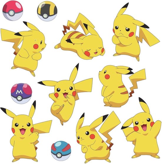Ensemble d'autocollants muraux Pokémon Pikachu