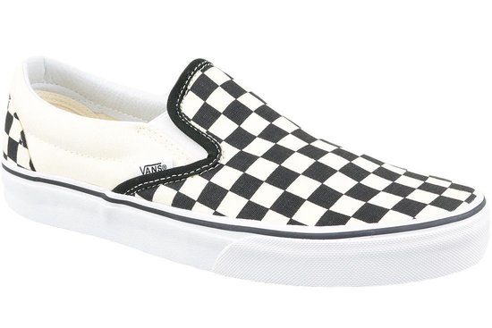 vans grey and black checkered slip ons