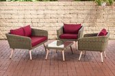 Clp Skara Loungeset - 5mm rond Poly rotan - natura - robijnrood 40 cm (lichtbruin)