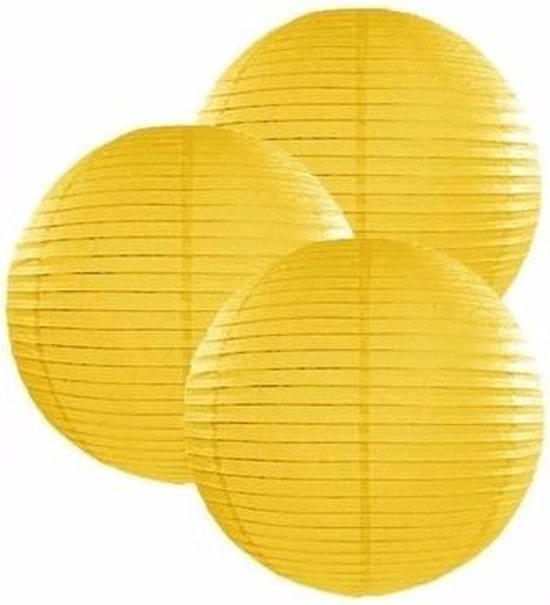 3 lanternes jaunes 25 cm