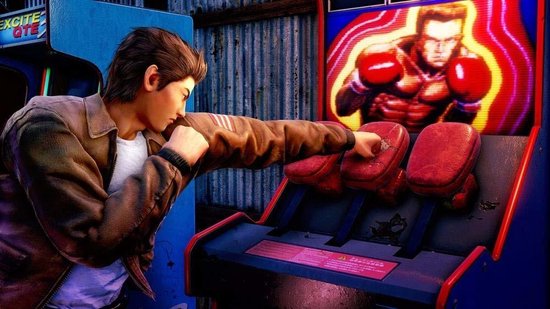 Man slaat op een bokstrainer voor een arcadekast met een bokser erop.
