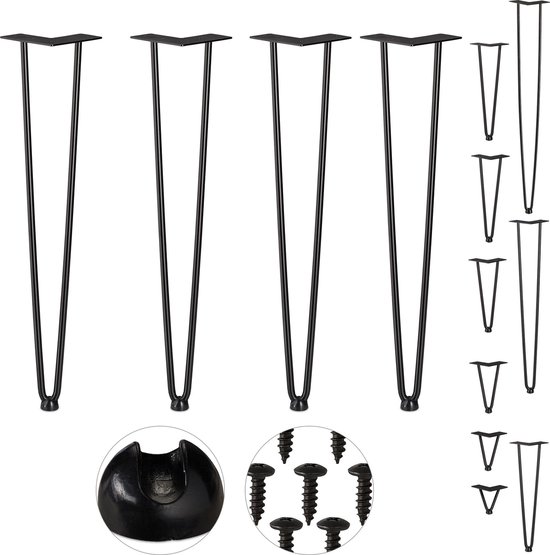 Inleg Een effectief werkelijk Relaxdays hairpin poten - tafelpoten metaal zwart - meubelpoot - set van 4  - haarspeld... | bol.com