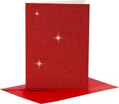 Creotime Glitterkaarten Met Enveloppen 10,5 X 15 Cm 4 Stuks Rood