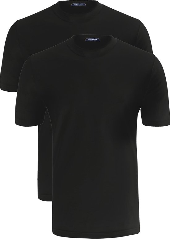 Schiesser American T-shirts O-hals 2-pack - zwart -  Maat S