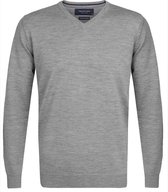 Profuomo Originale slim fit trui wol - heren pullover V-hals - grijs -  Maat: L