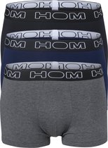 HOM Boxerlines Basic boxer Brief (3-pack) - heren boxers kort - zwart - blauw - grijs -  Maat: XL