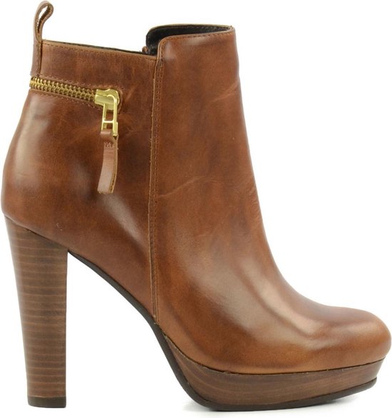 Sacha - Dames - Cognac enkellaarsjes met hak - Maat 38 | bol.com