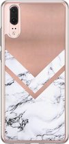 Huawei P20 siliconen hoesje - Rose gold marble