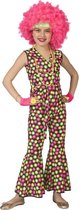 Funny Fashion - Hippie Kostuum - Fluor Flower Power Goes Disco - Meisje - Geel, Roze - Maat 164 - Carnavalskleding - Verkleedkleding