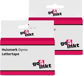 2x Go4inkt compatible met Dymo D1: 43613 6mm Zwart-Wit lettertape cassette