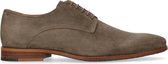 Manfield - Heren - Taupe suède veterschoenen - Maat 44