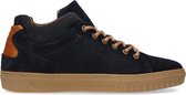 Manfield - Heren - Blauwe suède hoge sneakers - Maat 40