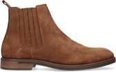 Manfield - Heren - Suède cognac chelsea boots - Maat 43