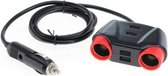 OTB Sigarettenaanstekerplug splitter met 2x 12-24V en 4x USB-A poort / zwart/rood - 1,2 meter