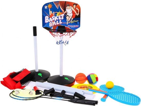 Mini Basketbal Set Speelgoed 5in1 / / Badminton / Frisbee / Tenisset | bol.com