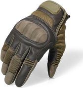RAMBUX® - Motorhandschoenen - Groen - Ademend PU Leer - Maat XL - Tactical Handschoenen - Motor - Airsoft - Touchscreen - Bescherming