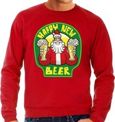 Grote maten foute Kersttrui / sweater - oud en nieuw / nieuwjaar trui - happy new beer / bier - rood voor heren - kerstkleding / kerst outfit 3XL (58)