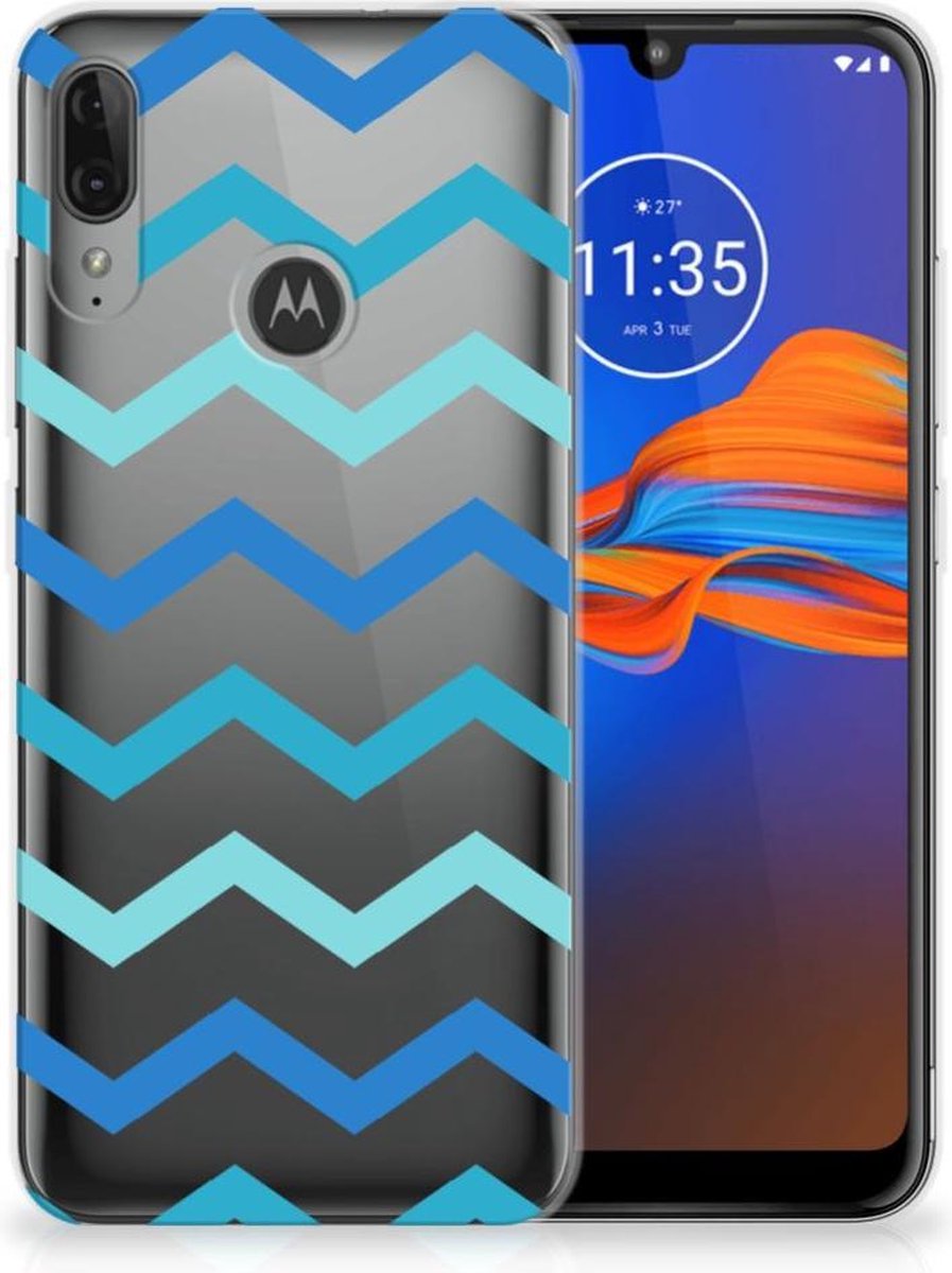 Motorola Moto E6 Plus TPU bumper Zigzag Blauw