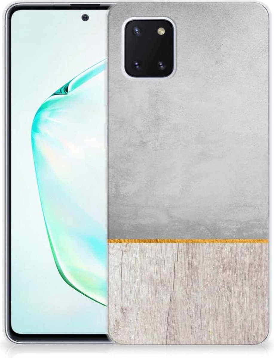 Samsung Galaxy Note 10 Lite Bumper Hoesje Wood Concrete