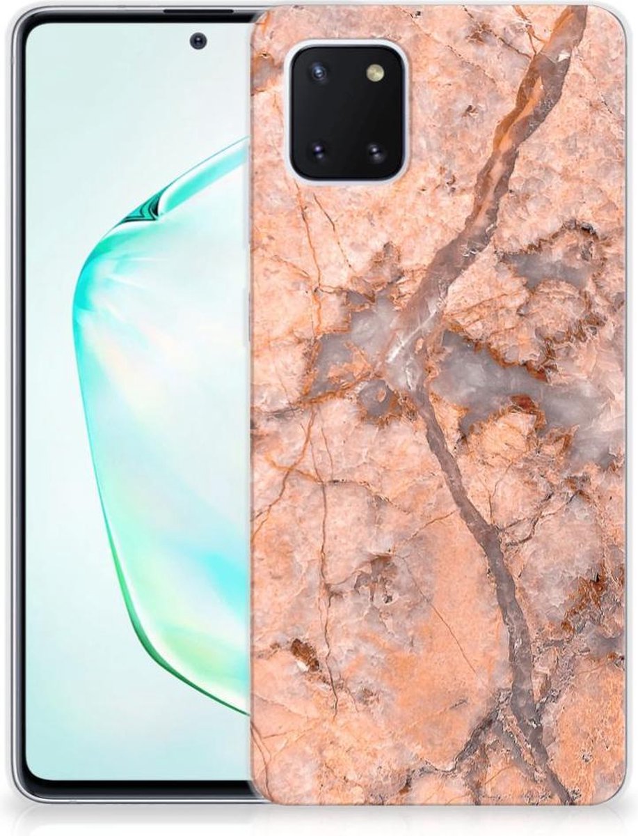 Samsung Galaxy Note 10 Lite TPU Siliconen Hoesje Marmer Oranje