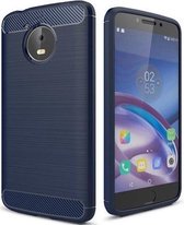 Geborstelde TPU Cover - Hoesje geschikt voor Motorola Moto E 4th Generation - Blauw