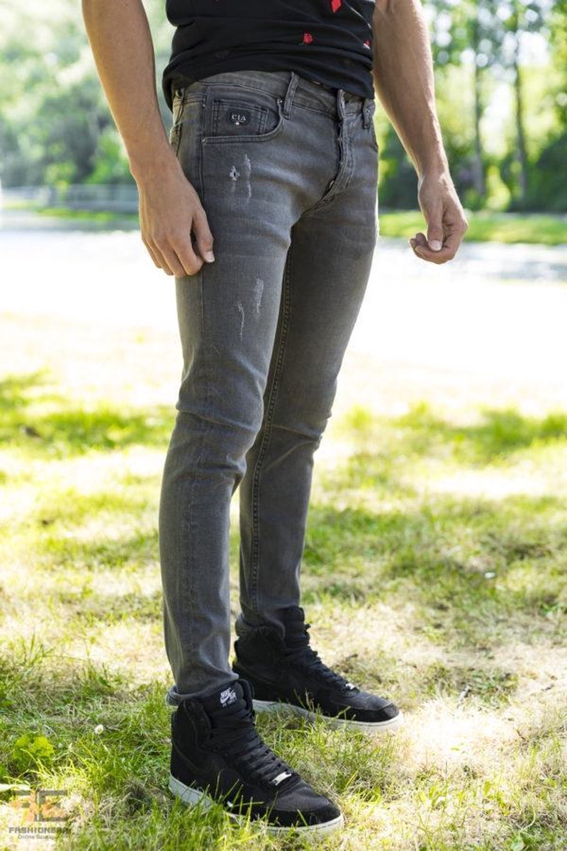 Lightly Scratched Jeans Donker Grijs