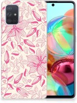 Back Case Geschikt voor Samsung A71 TPU Siliconen Hoesje Pink Flowers