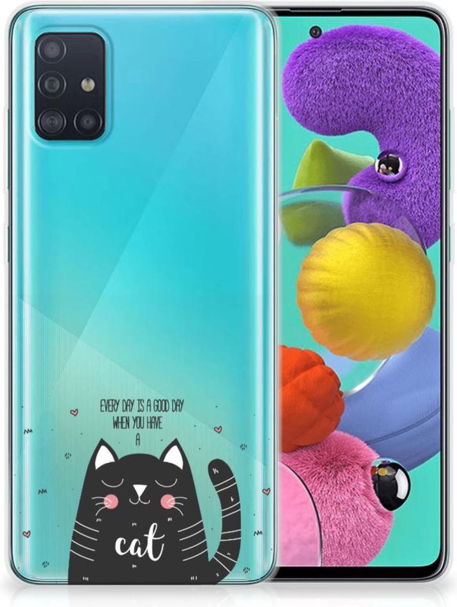 Samsung Galaxy A51 Telefoonhoesje met Naam Cat Good Day