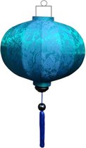 Turquoise zijden Chinese lampion lamp rond - G-TU-62-S