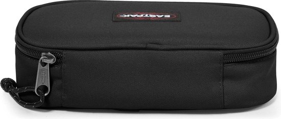 Zwart ovalen Eastpak etui, voorkant met rits.