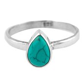Jewelryz Talei Edelsteen Ring | 925 sterling zilver met blauwe turkoois | Maat 16