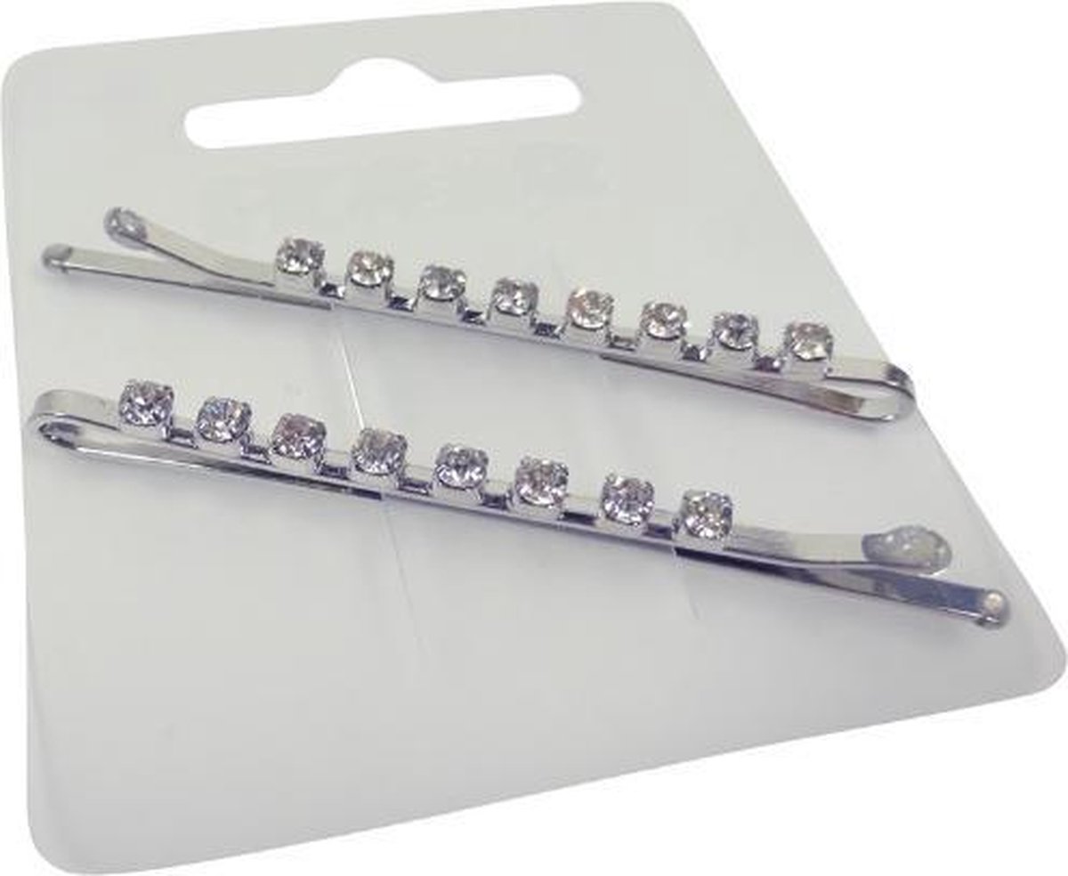 2 stuks strass haarspeld zilver, haarsieraad zilver, bruidssieraad haar
