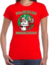 Fout Kerst shirt / t-shirt - ho ho ho doordrinken bier - zuipende Santa - rood voor dames - kerstkleding / kerst outfit XL