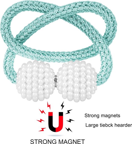 Cordon de rideau magnétique (2 pièces), supports de rideaux, supports de perles élégants, clips de rideaux avec aimant puissant pour textiles de maison