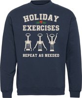 Kersttrui Holiday Exersize | Foute Kersttrui Dames Heren | Kerstcadeau | Kerstpakket | Navy | maat 3XL