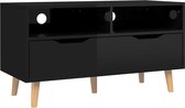 vidaXL - Tv-meubel - 90x40x48,5 - cm - bewerkt - hout - hoogglans - zwart