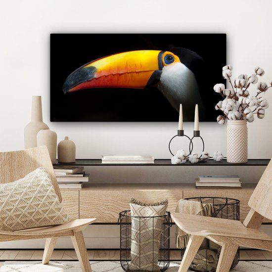 Tableau sur toile Toucan - Vogel - Bec - 80x40 cm - Décoration murale