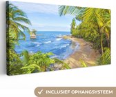 Canvas Schilderij Strand - Amerika - Palmbomen - 80x40 cm - Wanddecoratie