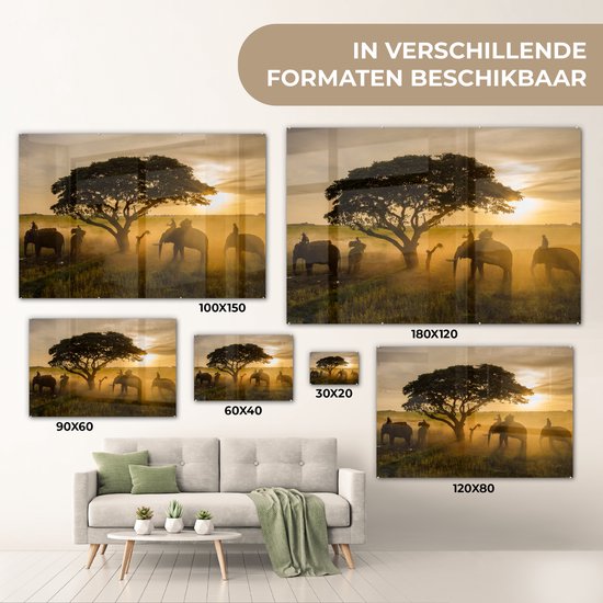 MuchoWow® Peinture sur verre 120x80 cm - Peinture sur verre acrylique - Changwat Surin, Thaïlande - Photo sur verre - Peintures