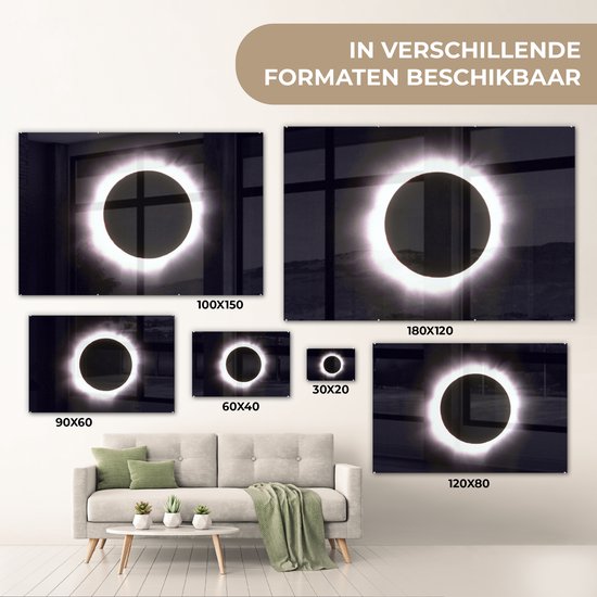 MuchoWow® Peinture sur verre 90x60 cm - Peinture acrylique sur verre - Éclipse solaire totale - Photo sur verre - Peintures