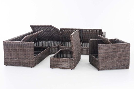 CLP Wicker Poly rotan lounge set TIBERA, met opbergruimte (2 x 2-zitsbank +  fauteuil +... | bol