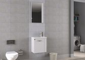 Meuble de salle de bain MINILA 45 cm | BLANC MAT | MDF |Softclose | Sans poignée | Évier en céramique | Lavabo / meuble sous-vasque |Meuble bas pour lavabo avec lavabo en céramique