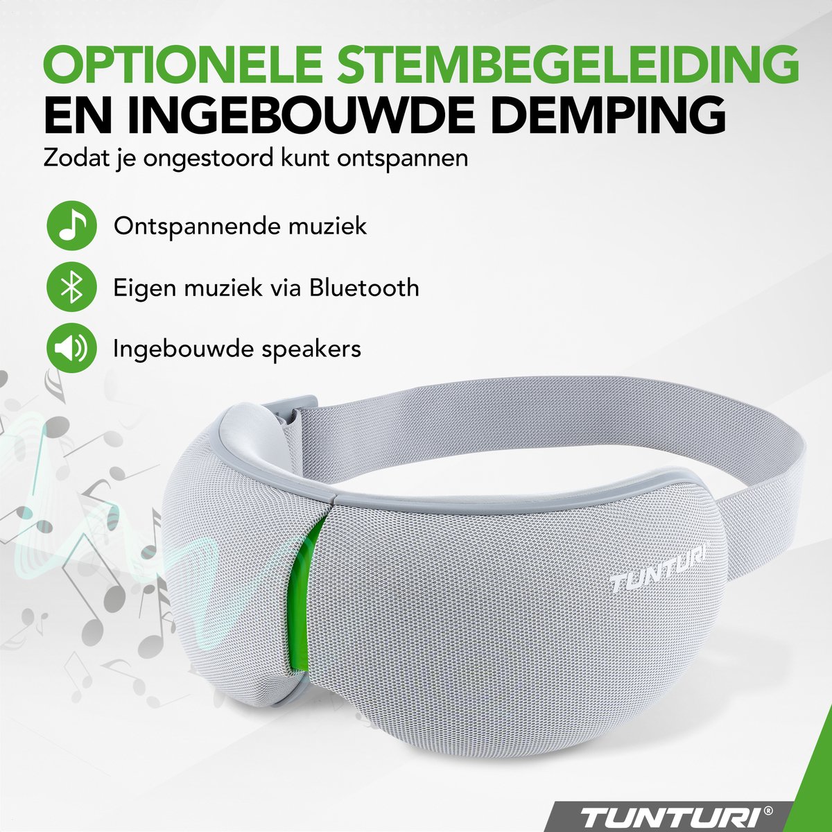 Afbeelding 2 van Tunturi Oogmassage Apparaat EM50 - Hoofdmassage - Massage Apparaat - Eye Massager - Verbeterd Slaapkwaliteit - Bluetooth - Opvouwbaar