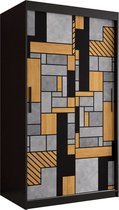Zweefdeurkast Kledingkast met 2 schuifdeuren Garderobekast slaapkamerkast Kledingstang met planken (LxHxP): 100x200x60 cm - Varus I (Zwart, 100) met lades